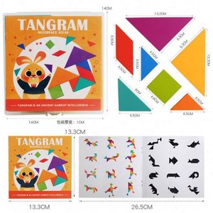 Jeu d'activités éducatives préscolaires Geo : Puzzle magnétique en bois, blocs Tangram à motifs, casse-tête géométrique, jouet éducatif - Product Image 6
