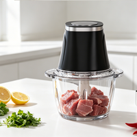 Penggiling Makanan 300W Model Terbaru dengan Wadah Kaca 2L untuk Penggiling Daging Peralatan Rumah Tangga