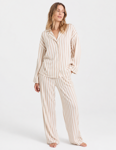 OEKO-TEX Cotton <b>Manufacturer</b> Women's Striped <b>Pajama</b> Set Button Down Long Sleeve Sleepwear OEM Private Label Low MOQ Wholesale - Product Image 1