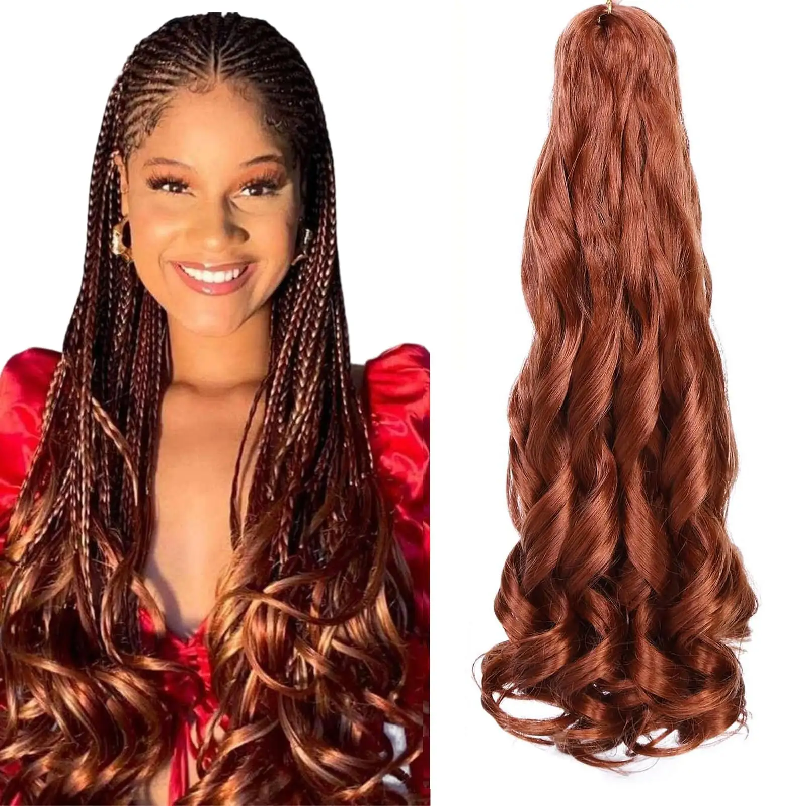 Anxin Box Braids High Temperature Fiber Synthetic Hair Loose Wave Crochet Weft Spiral Curl Braid Stylish Hair Accessory