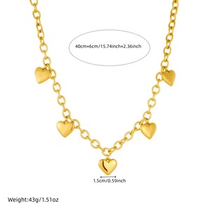 Collana con Ciondolo a Cuore in Oro Antiossidante, Nuova Tendenza, Gioielli Carini Senza Ossidazione, Gioielli in Acciaio Inossidabile 316L TGXL11154 - Product Image 5