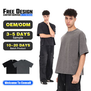 Camiseta Vintage de Manga Corta para Hombre, 100% Algodón, 285GSM, Corte Holgado, con Remaches y Cuello Redondo - Product Image 1