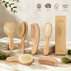 <span class=keywords><strong>Brosse</strong></span> à cheveux pour bébé <span class=keywords><strong>en</strong></span> <span class=keywords><strong>bois</strong></span> de hêtre naturel écologique avec logo personnalisé, poils de chèvre doux, <span class=keywords><strong>peigne</strong></span> <span class=keywords><strong>en</strong></span> <span class=keywords><strong>bois</strong></span> pour nouveau-né, traitement du croûtier de lait, toilettage - Product Image 5