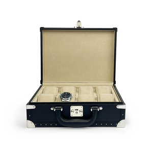 Valigetta in Pelle Nera Fatta a Mano per Uomo, Custodia per <span class=keywords><strong>Orologi</strong></span> con 8 Scomparti, con Manico in Legno MDF - Product Image 1