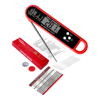 Termometer Digital Lipat Tahan Air Berkualitas Tinggi dengan Layar LCD Berlampu Plastik untuk Penggunaan Dapur, Oven, dan BBQ