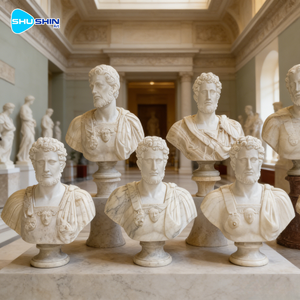 Busto in Marmo Europeo Stile Romano <span class=keywords><strong>Antico</strong></span>, Fatto a Mano, Design Contemporaneo per Giardini e Ville - Product Image 2