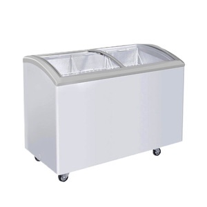 Gelato Ice Cream hiển thị tủ đông Tempered cong trượt Glass Top Showcase sâu <span class=keywords><strong>LED</strong></span> ánh sáng tủ lạnh cho các cửa hàng và cửa hàng - Product Image 1