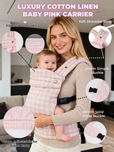 Nuovo <span class=keywords><strong>Marsupio</strong></span> Porta Bebè Rosa in Cotone e Lino con Borsa Porta Bebè Staccabile - Product Image 4