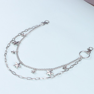 Cadena de Cintura de Doble Capa con Anillo Metálico y Colgante de Estrella, Estilo Hip Hop, Casual, de Aleación de Zinc, Unisex, Cadena Corporal de Moda - Product Image 3