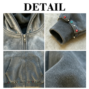 Acid Wash 100% Cotton Heavyweight Embroidered Plain Dyed Oversized Autumn Hoodie Custom DTG Logo Luxury Streetwear - Product Image 4