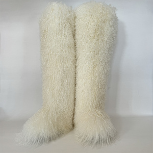 Sepatu bot bulu Mongolia wanita, bot penghangat bulu berbulu desain modis populer kualitas tinggi untuk wanita 72cm - Product Image 5