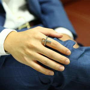 แหวนอังค์ สำหรับผู้ชาย/ผู้หญิง แหวนสแตนเลสสตีล ลายกางเขนอียิปต์ กุญแจแห่งแม่น้ำไนล์ แหวนคลาสสิก แอฟริกา อียิปต์ เครื่องประดับคู่รัก แหวนวาเลนไทน์ ของขวัญ - Product Image 3