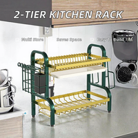 Égouttoir à vaisselle double niveau en acier pour cuisine, support pour baguettes et planches à découper en bambou, installation sur pied, facile à nettoyer