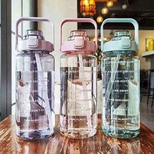 Summer Use Sports <b>Bottle</b> With Straw Cap for Men and Women Handheld Food Safe Plastic Drinkware - Product Image 1