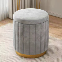 Vente chaude Ronde Multifonctionnel Stockage Repose-pieds Velours Placage Dressing Tabouret Repose-pieds Pour La Maison Et La Cuisine Utiliser Le Siège