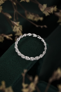 Joyería de Diseño Exclusivo, Plata de Ley 925, Forma Trenzada, Diamante Cultivado en Laboratorio, Anillo de Compromiso Femenino de Lujo Ligero - Product Image 5