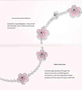 Brazaletes <span class=keywords><strong>de</strong></span> Lujo con Incrustaciones <span class=keywords><strong>de</strong></span> Ágata <span class=keywords><strong>de</strong></span> Color Rosa, Chapados en Oro, Plata <span class=keywords><strong>de</strong></span> Ley 925, Forma <span class=keywords><strong>de</strong></span> Flor <span class=keywords><strong>de</strong></span> Melocotón para Mujer, Regalo - Product Image 3