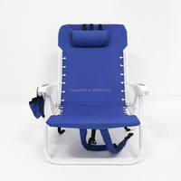 Chaise de plage pliable portable d'extérieur avec cadre en aluminium, sac latéral et coussin