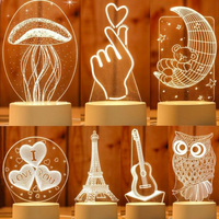 Veilleuse LED 3D personnalisée Sweet Heart Anime Lampes de nuit USB Rechargeable Sensor Power Small Night Light Cadeau pour enfant