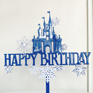 Decoración de Pastel con Miel y Dulzura, Adorno Acrílico de Castillo y Copo de Nieve, Feliz Cumpleaños, Artículos para Fiestas de Cumpleaños - Product Image 3