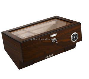 Wholesale Modern Design Walnut Wood Grain Painted <b>Cabinet</b> Wooden Cigar Box Humidor with Lacquer Technics Hygrometer Humidifier - Product Image 1