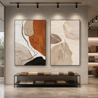 Décoration Murale Moderne Minimaliste en Relief 3D, Peinture sur Toile Texturée Abstraite en Plâtre, Encadrée, Décoration Murale Neutre pour Hôtel et Salon