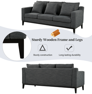 OE HOME Modern Minimalist 3-seat Corner <b>Sofa</b> Wooden Legs Adjustable Convertible Fabric <b>Cover</b> for Living Room Bedroom Apartment - Product Image 4