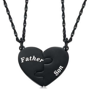 Collana con ciondolo a cuore spezzato nero per padre <span class=keywords><strong>e</strong></span> figlio, set da 2 pezzi, collana coordinata madre <span class=keywords><strong>e</strong></span> figlia, all'ingrosso - Product Image 1