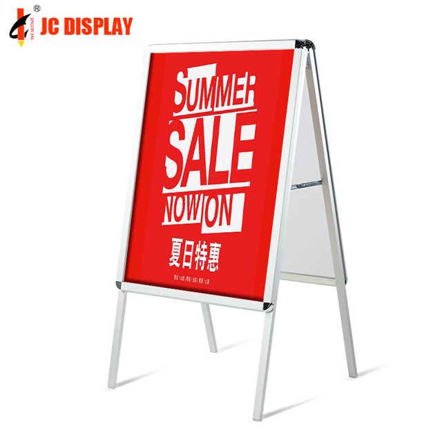 Cheap Aluminum Silver Double-Sided A-Frame Poster Snap Frame Sign Board for Indoor/Outdoor Advertising & Promotion