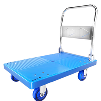 Carretilla de Plataforma de Cuatro Ruedas de Plástico y Aluminio Resistente para Exteriores, Ruedas de 4 Pulgadas, Capacidad de Carga de 500 kg, Postes Metálicos, Herramientas OEM