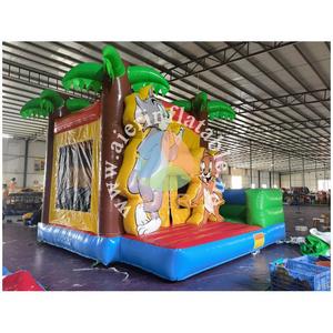 Scivolo Gonfiabile Commerciale <span class=keywords><strong>Tom</strong></span> <span class=keywords><strong>e</strong></span> Jerry con Decorazione Palma, Castello Gonfiabile per Bambini, Parco Divertimenti Esterno per Noleggio Feste - Product Image 5