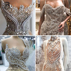 Chaîne élastique enroulée en cristal de verre pour la confection de vêtements de mariage, de robes de soirée, de chaussures et de sacs – Applique en pierres de verre à motifs variés pour la vente en gros - Product Image 6