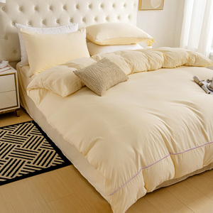 Ensembles de housse de couette douce avec passepoil Couvre-<span class=keywords><strong>lit</strong></span> Queen Size Ensemble de literie en microfibre Couverture de literie de luxe en gros - Product Image 5