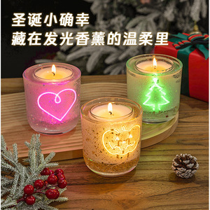 Vela aromática personalizada con luz LED, vaso transparente con base curva, venta al por mayor, regalo romántico para el Día de San Valentín, adorno. - Product Image 2