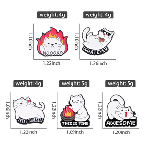Pin esmaltado de gato gordo blanco bonito, libro de café, <span class=keywords><strong>motosierra</strong></span>, trabajo, insignia de solapa de Animal, broche de Metal divertido, regalo al por mayor - Product Image 6
