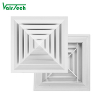 Diffuseur de plafond carré en aluminium, grille d'aération carrée, diffuseur de plafond pour système de CVC, conduit de flux horizontal, industriel, bureau