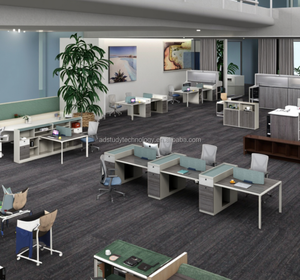 مكتب عمل حديث صديق للبيئة من MDF من مصنع أثاث المكاتب، نظام وحدات مكتبية حديثة بـ 6 مقاعد للموظفين - Product Image 4