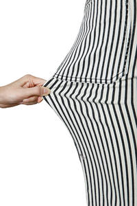 Jeans en denim à taille haute avec poche plaquée à rayures noires pour femmes, vente en gros Dear-Lover - Product Image 4