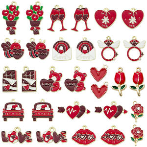 Nouvelle Série Saint-Valentin Transfrontalière : Pendentif Cœur en <span class=keywords><strong>Pierre</strong></span> Naturelle Effet Goutte, Accessoires de Bijoux en Alliage DIY pour Collier - Product Image 2