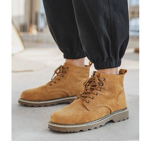 Stivaletto da <span class=keywords><strong>Uomo</strong></span> in <span class=keywords><strong>Camoscio</strong></span> con Punta Arrotondata e Lacci Frontali, Stile Britannico con Suola in Gomma, Stivali Trendy da <span class=keywords><strong>Uomo</strong></span> e Ragazzo - Product Image 3