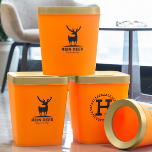 Cubo de Basura Cuadrado Rein Deer Naranja con Tapa para Uso en Interiores - Product Image 1