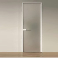 Porte battante moderne en alliage d'aluminium sans cadre, design à bord étroit, étanche, couleur personnalisable pour salle de bain, toilettes, usage commercial