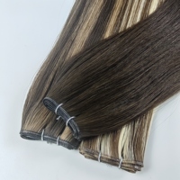 Extensiones de Cabello Genius Weft Finas, Cabello Humano Virgen Sin Procesar, Cutícula Intacta, Trama Invisible para Coser en Paquetes