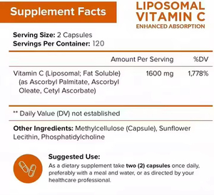 VitaHall OEM Vitamine C liposomale 1600 mg Antioxydant Haute absorption Acide ascorbique liposoluble Suppléments vitaminiques - Product Image 5
