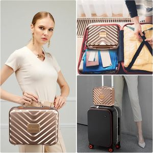 Trousse de maquillage avec miroir lumineux, organiseur portable et valise de transport pour maquilleurs et coiffeurs (or rose) - Product Image 6