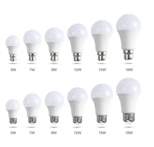 Produsen langsung penjualan plastik berlapis Aluminium LED E27 bola lampu mulut sekrup putih/cahaya hangat 5W lampu hemat energi linear