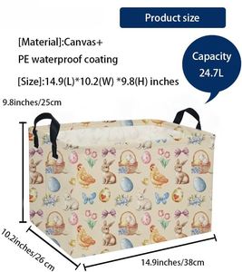 <b>Collapsible</b> Waterproof Canvas <b>Storage</b> Bin Organizer with Handles for Book Closet Basket - Product Image 2
