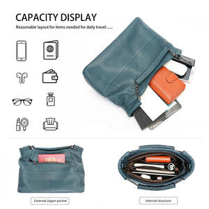 Sac à main de luxe en cuir véritable avec fermeture ouverte pour femmes, toutes saisons - Product Image 4