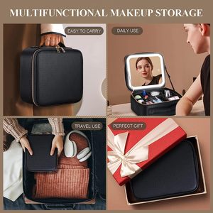 Borsa per il trucco cosmetica da donna portatile professionale all'ingrosso borsa per il trucco custodia per il trucco borsa per il trucco con specchio intelligente - Product Image 2