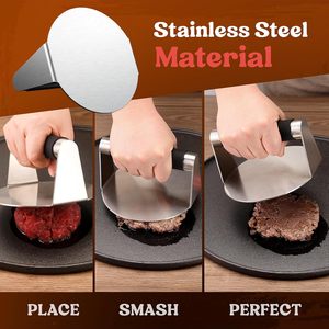 Smash <span class=keywords><strong>Burger</strong></span> Press Hamburger Smasher Tool <span class=keywords><strong>Presse</strong></span> à jambon en acier inoxydable avec poignée anti-brûlure Grill Press pour Smashburger - Product Image 4
